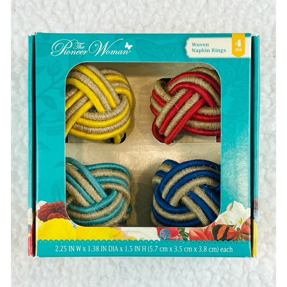 The Pioneer Woman Other - (NIB) THE PIONEER WOMAN • Multicolored Woven Napkin Ring Set